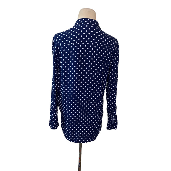 H&M blue white polka dots long sleeves buttoned shirt size 4 - Picture 3 of 6